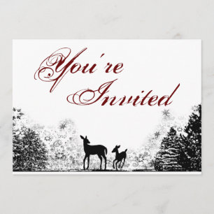 Woodland Deer Winter Baby Shower Invitation