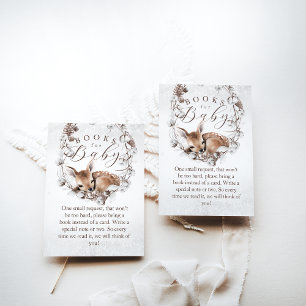 Woodland Deer Winter Book Request Baby Shower Enclosure Card