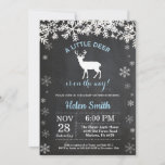 Woodland Deer Winter Boy Baby Shower Invitation<br><div class="desc">Woodland Deer Winter Boy Baby Shower Invitation. White Snowflake. Boy Baby Shower Invitation. Blue Winter Holiday Baby Shower Invite. Chalkboard Background. Black and White. For further customisation,  please click the "Customise it" button and use our design tool to modify this template.</div>