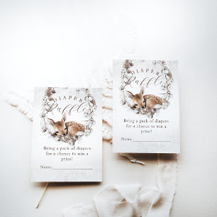 Woodland Deer Winter Diaper Raffle Baby Shower Enclosure Card
