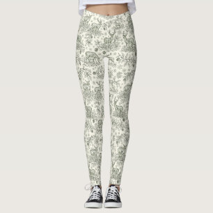 Woodland Deer Winter Toile Pattern Leggings