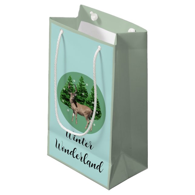 Woodland Deer Winter Wonderland Gift Bag (Front Angled)