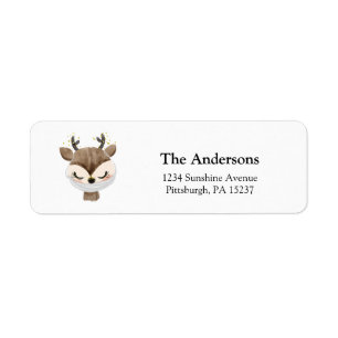 Woodland Deer with Mask Return Address
