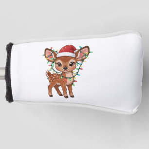 Woodland Deer Wrapped in Christmas Lights Golf Head Cover