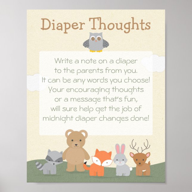 Woodland "Diaper Thoughts" Poster (Front)