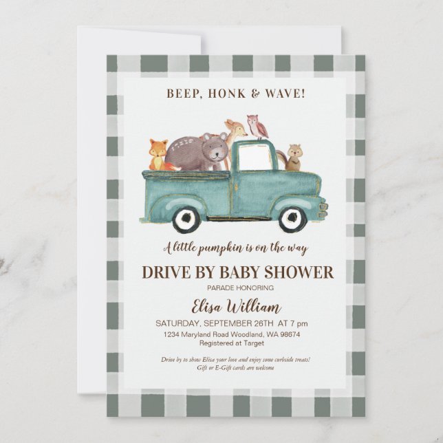 Woodland Drive By Baby Shower Invitation (Front)