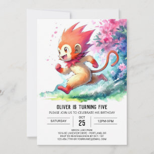Woodland Editable Monkey Birthday Invitation