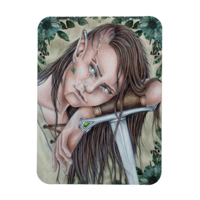 Woodland Elf, Elven Warrior Magnet (Vertical)