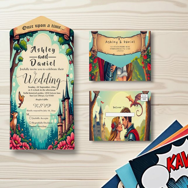 Woodland Enchanted Forest Castle Fairytale Wedding All In One Invitation (Creator Uploaded)