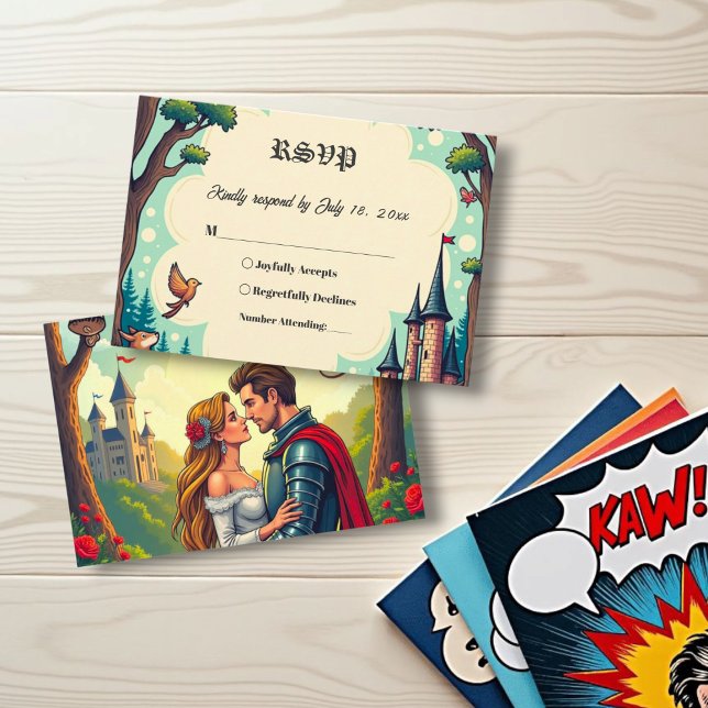 Woodland Enchanted Forest Castle Fairytale Wedding RSVP Card (Creator Uploaded)