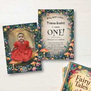 Woodland Enchanted Forest Fairytale 1st Birthday Invitation