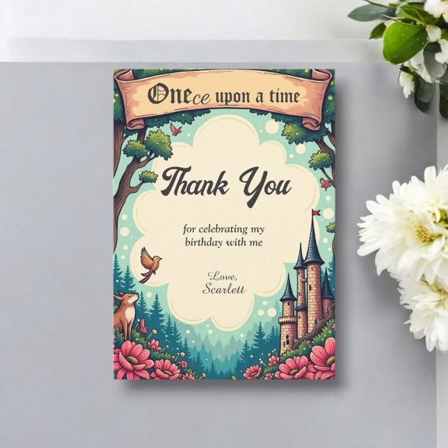 Woodland Enchanted Forest Fairytale Birthday Thank You Card (Creator Uploaded)