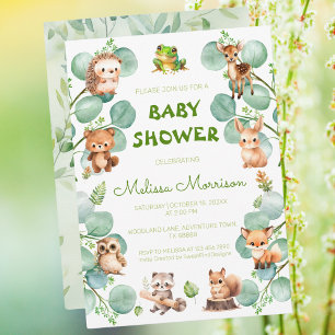 Woodland Eucalyptus Baby Boy Shower Invitation