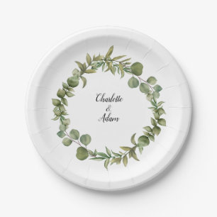Woodland Eucalyptus Greenery Wedding Paper Plate