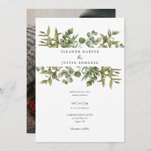Woodland Eucalyptus Greenery Wedding Photo Invitation