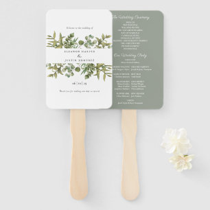 Woodland Eucalyptus Greenery Wedding Program Hand Fan