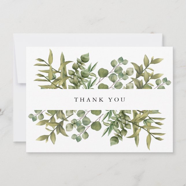 Woodland Eucalyptus Greenery Wedding Thank You (Front)