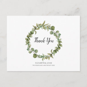 Woodland Eucalyptus Greenery Wedding Thank You Postcard