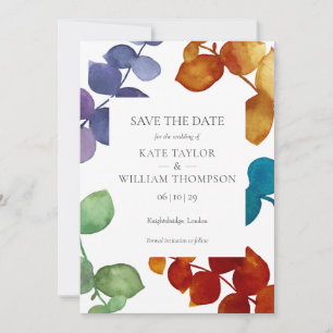 Woodland Eucalyptus Leaves Floral Save The Date