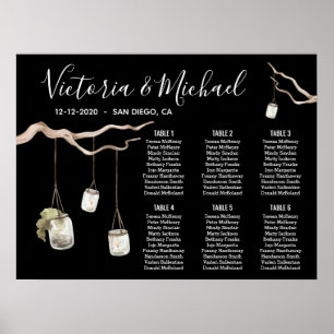 Woodland Evening Branch Mason Jars Seating Chart