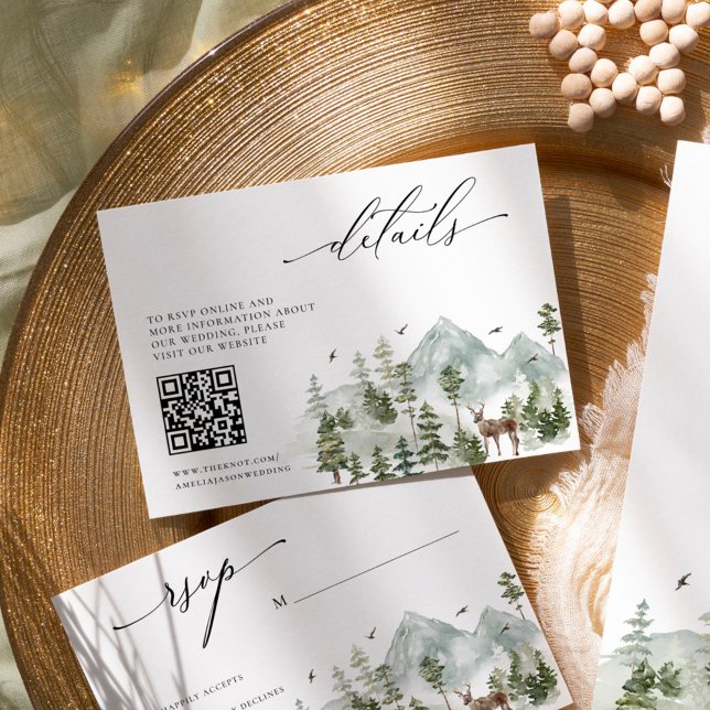 Woodland Evergreen Mountains Wedding Details Enclosure Card (Creator Uploaded)