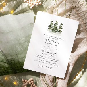 Woodland Evergreen Trees Wedding Invitation