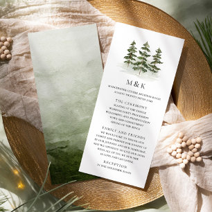 Woodland Evergreen Wedding Program Card
