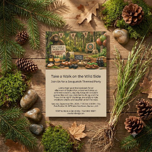 Woodland Explorer Bigfoot Theme Party Invitation