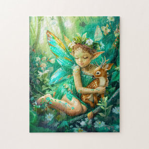 Woodland Fairy and Curious Fawn Jigsaw Puzzle