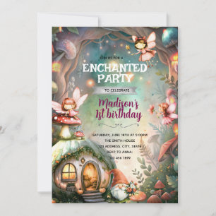 Woodland Fairy and Gnome Birthday Invitation