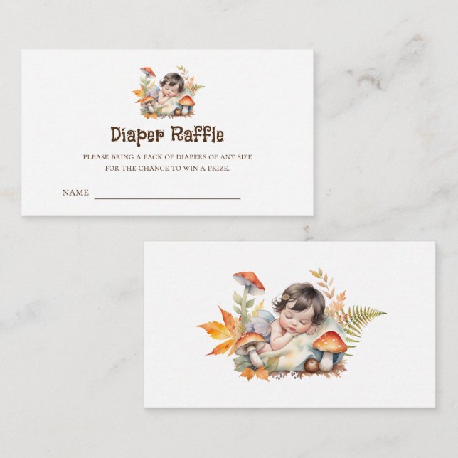 Woodland Fairy  Baby Shower Diaper Raffle Tickets Enclosure Card (Front/Back)