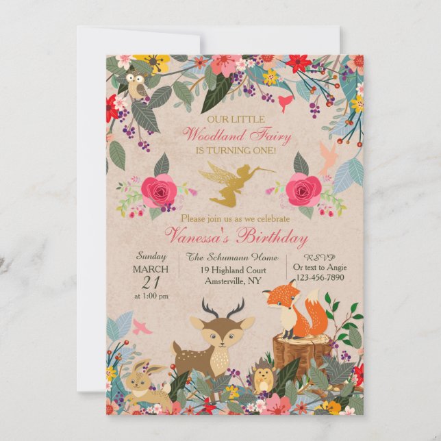Woodland Fairy Invitation (Front)