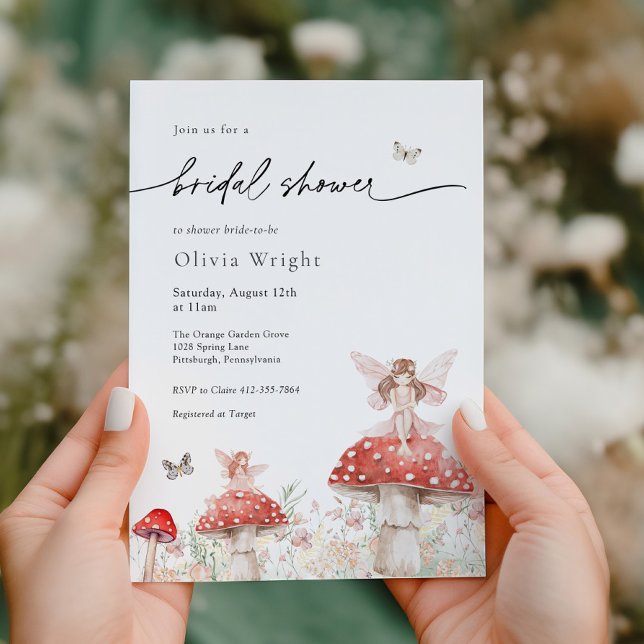 Woodland Fairy Mushroom Bridal Shower Invitation (Creator Uploaded)