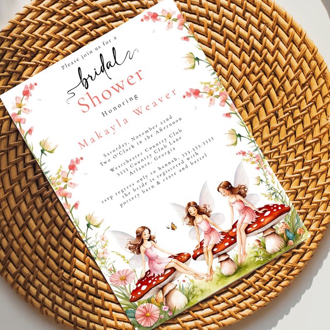Woodland Fairy Mushroom Enchanted Bridal Shower Invitation (Creator Uploaded)