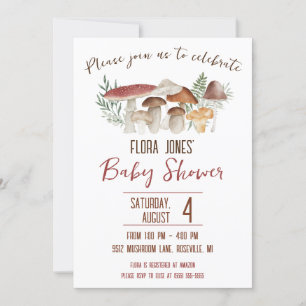 Woodland Fairy, Mushroom Themed Baby Shower Invitation