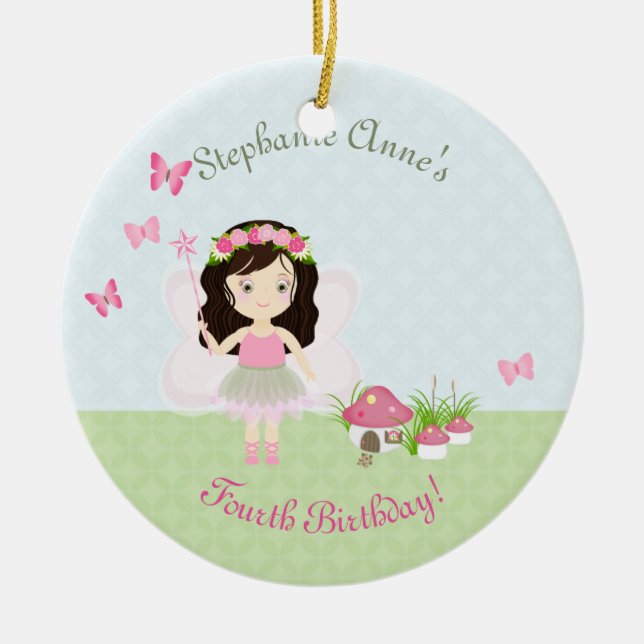 Woodland Fairy Princess Ceramic Tree Decoration (Front)