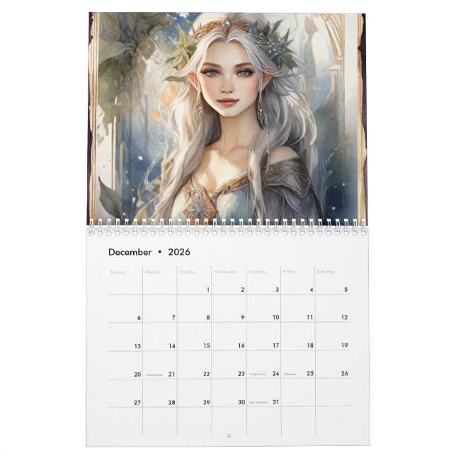 Woodland Fairy Vintage Art Nouveau Fantasy Fae  Calendar (Dec 2026)