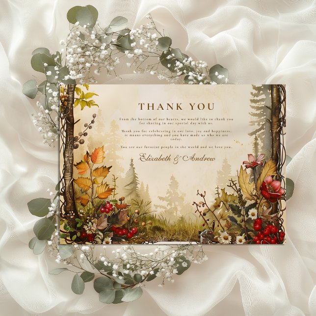 Woodland Fall Forest Wedding Thank You Card (Creator Uploaded)