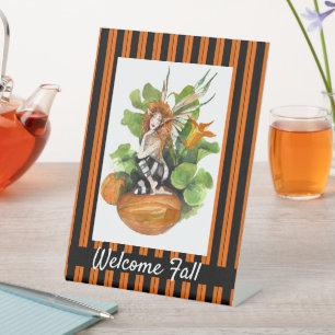Woodland Fall Harvest Elf   Pedestal Sign