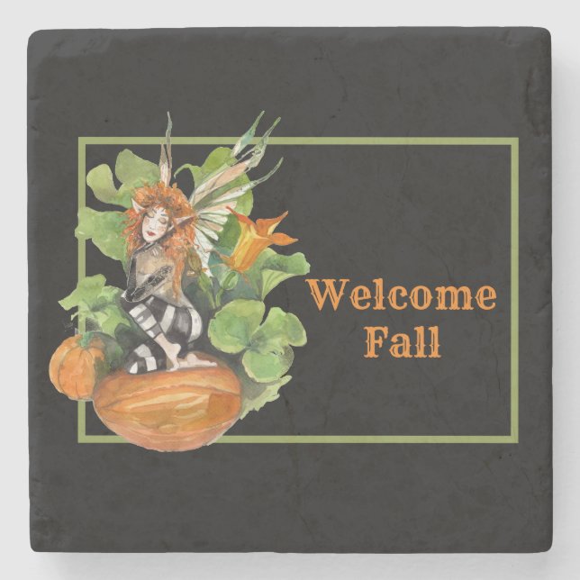 Woodland Fall Harvest Elf  Stone Coaster (Front)