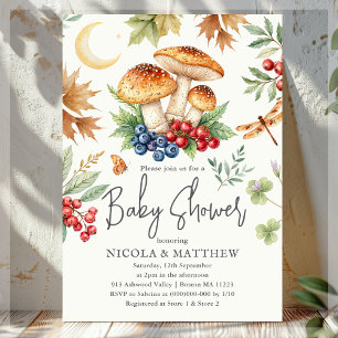 Woodland Fall Mushroom Baby Shower Invitation