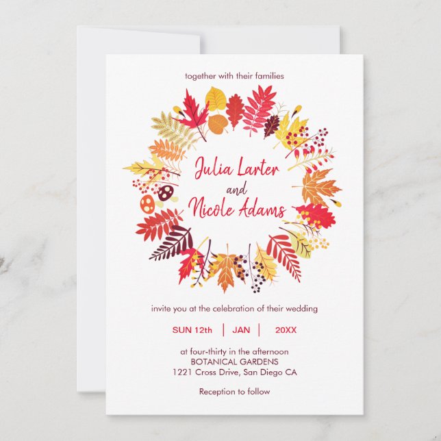 Woodland Fall Mushroom Wildflower Wedding Invitation (Front)
