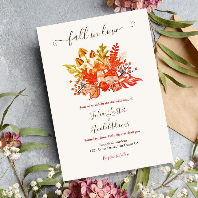 Woodland Fall Mushroom Wildflower Wedding Invitation (Creator Uploaded)