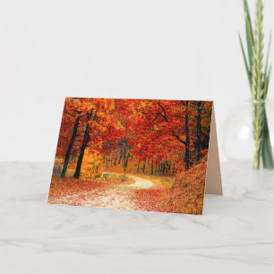 woodland fall trail greeting card