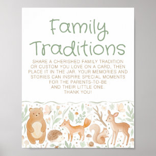 Woodland Family Traditions Baby Shower Sign