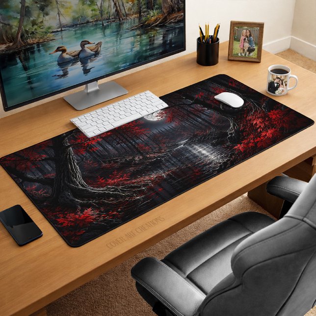 Woodland Fantasy Moonlit Red Forest Desk Mat (Creator Uploaded)