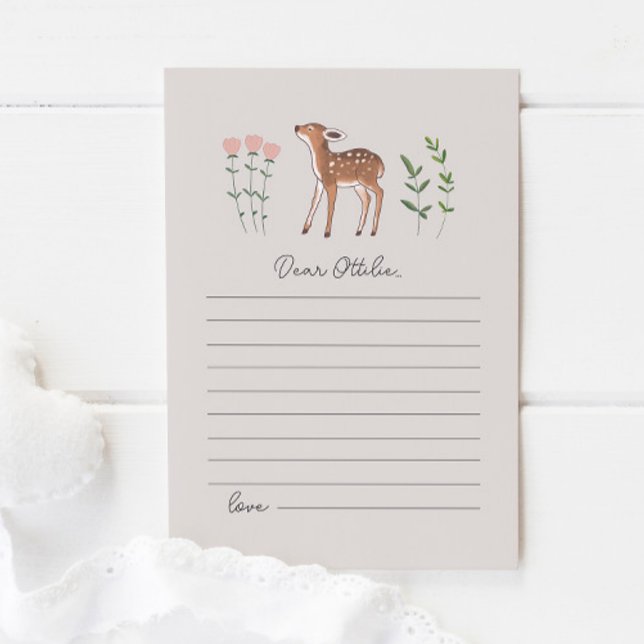 Woodland Fawn Flowers Time Capsule Note Card (Creator Uploaded)