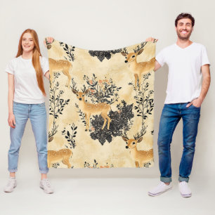 Woodland Fawn Nursery Pattern Fleece Blanket
