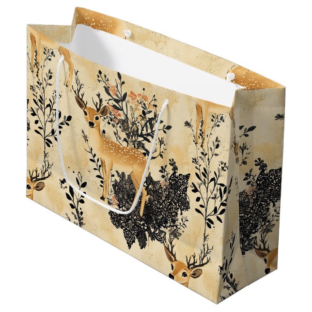 Woodland Fawn Nursery Pattern Large Gift Bag (Front Angled)
