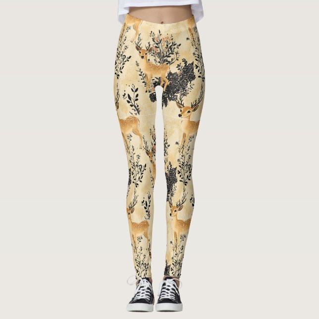 Woodland Fawn Nursery Pattern Leggings (Front)